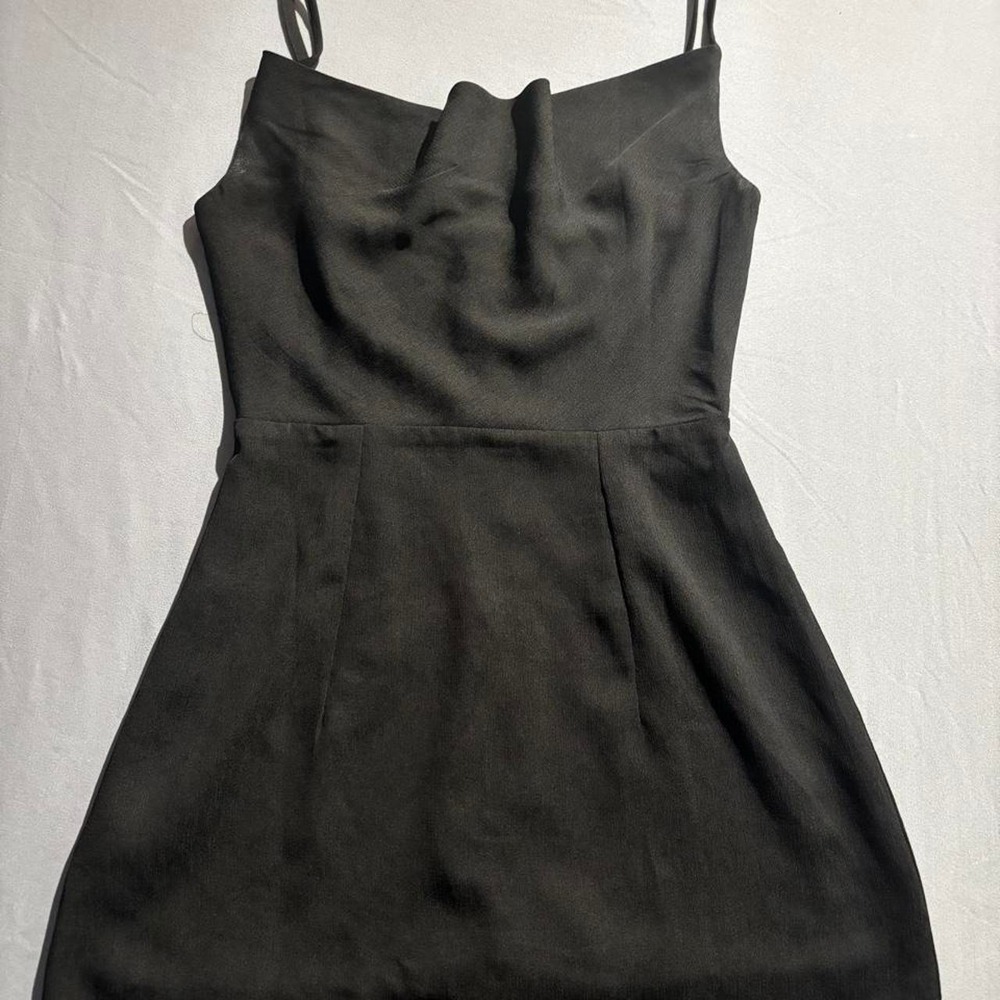 Princess Polly black mini dress with adjustable straps, size 2